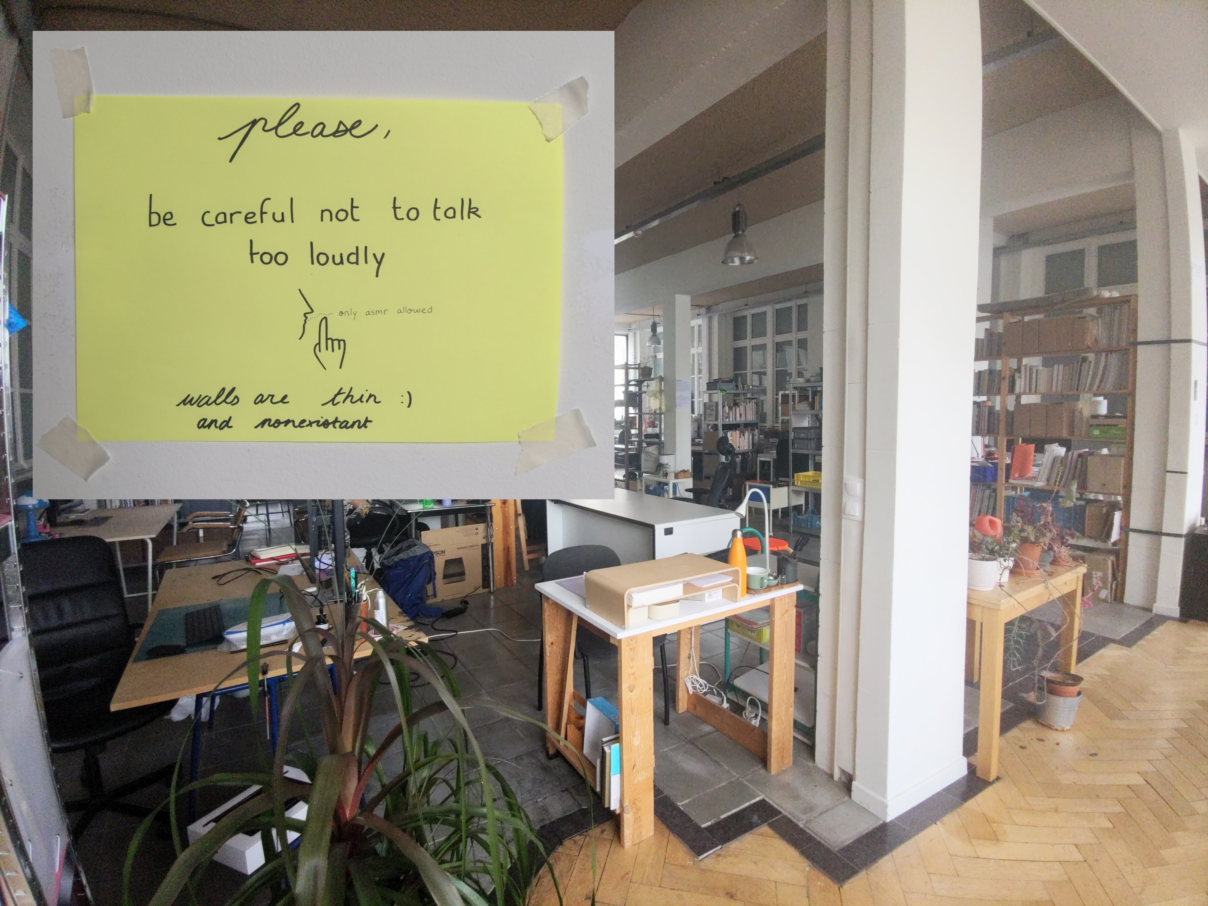 our common space at Rue Lambert Cricks, with a strong silent librairy aura (some love it)